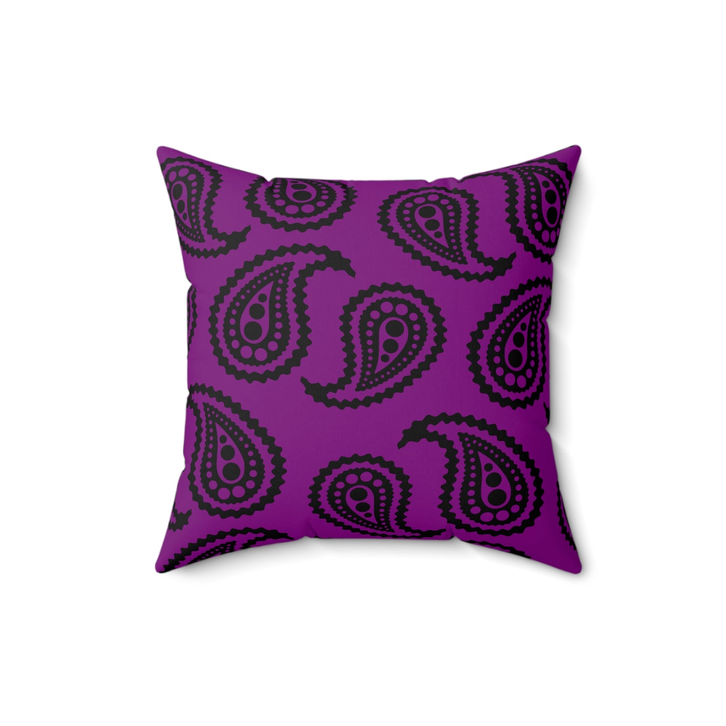 Purple, Black Retro Paisley Cushion Pillow