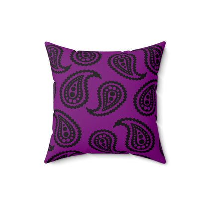 Purple, Black Retro Paisley Cushion Pillow