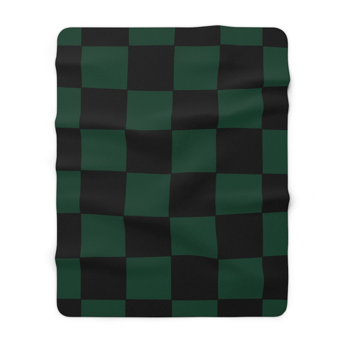 Dark Green, Black Retro Check Blanket Throw