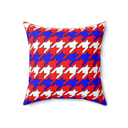 Red, White, Blue Retro Houndstooth Cushion Pillow