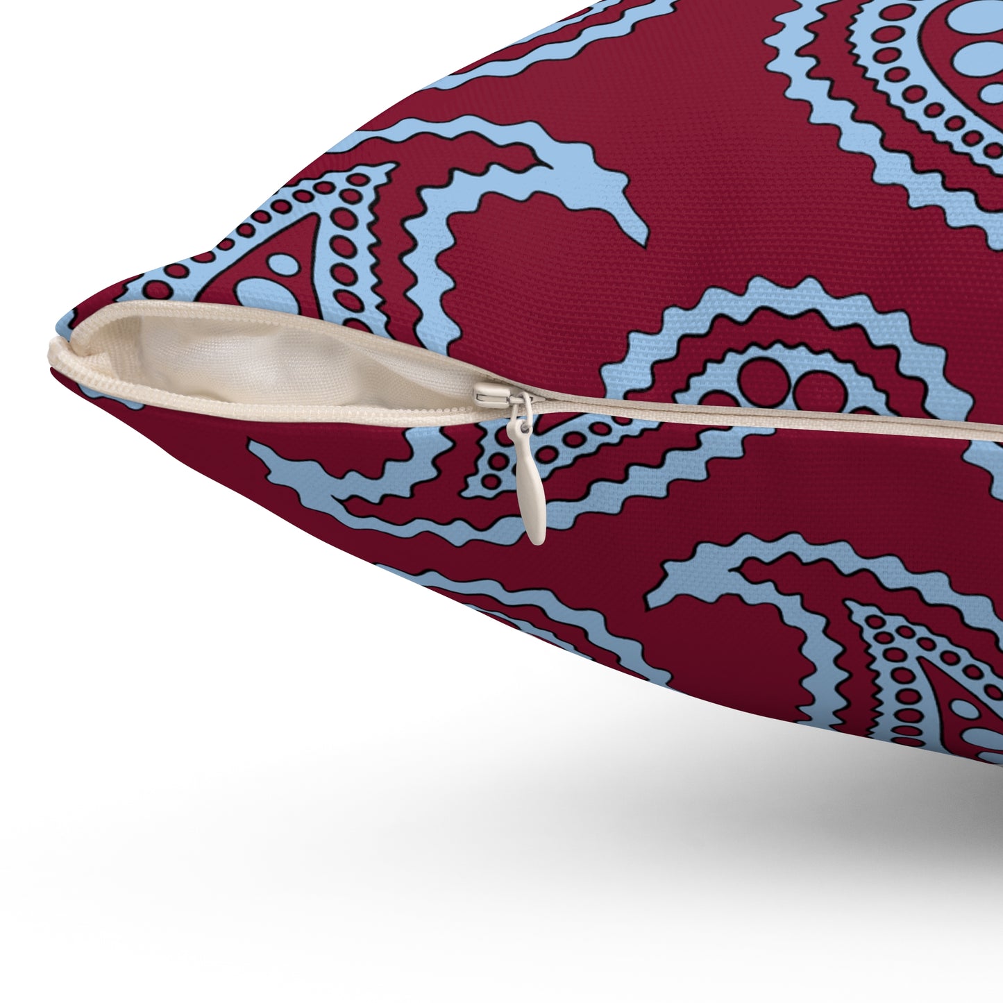 Claret, Blue Retro Paisley Cushion Pillow