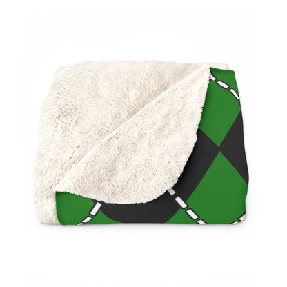 Green, Black Retro Argyle Blanket Throw