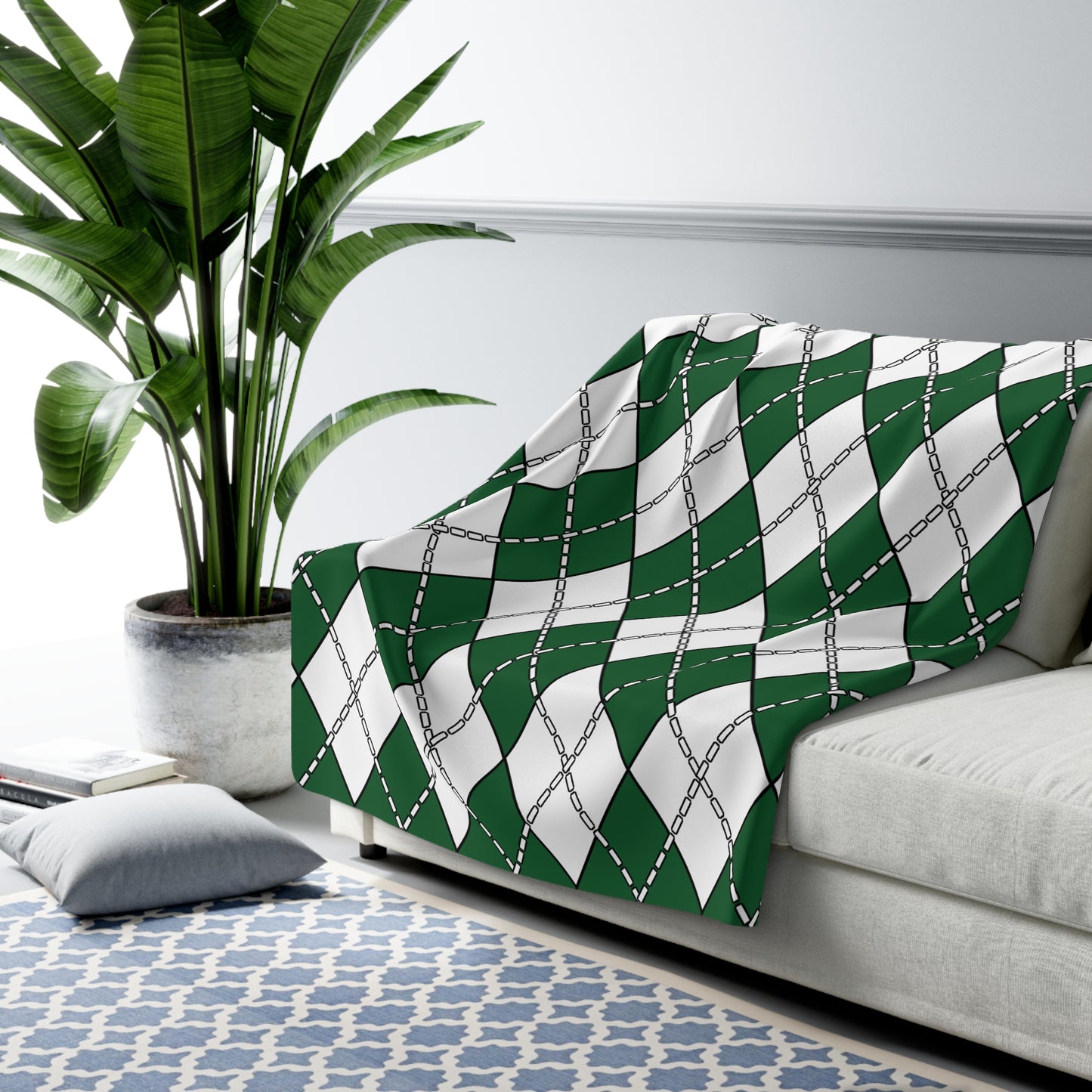 Saudi Arabia Retro Argyle Blanket Throw