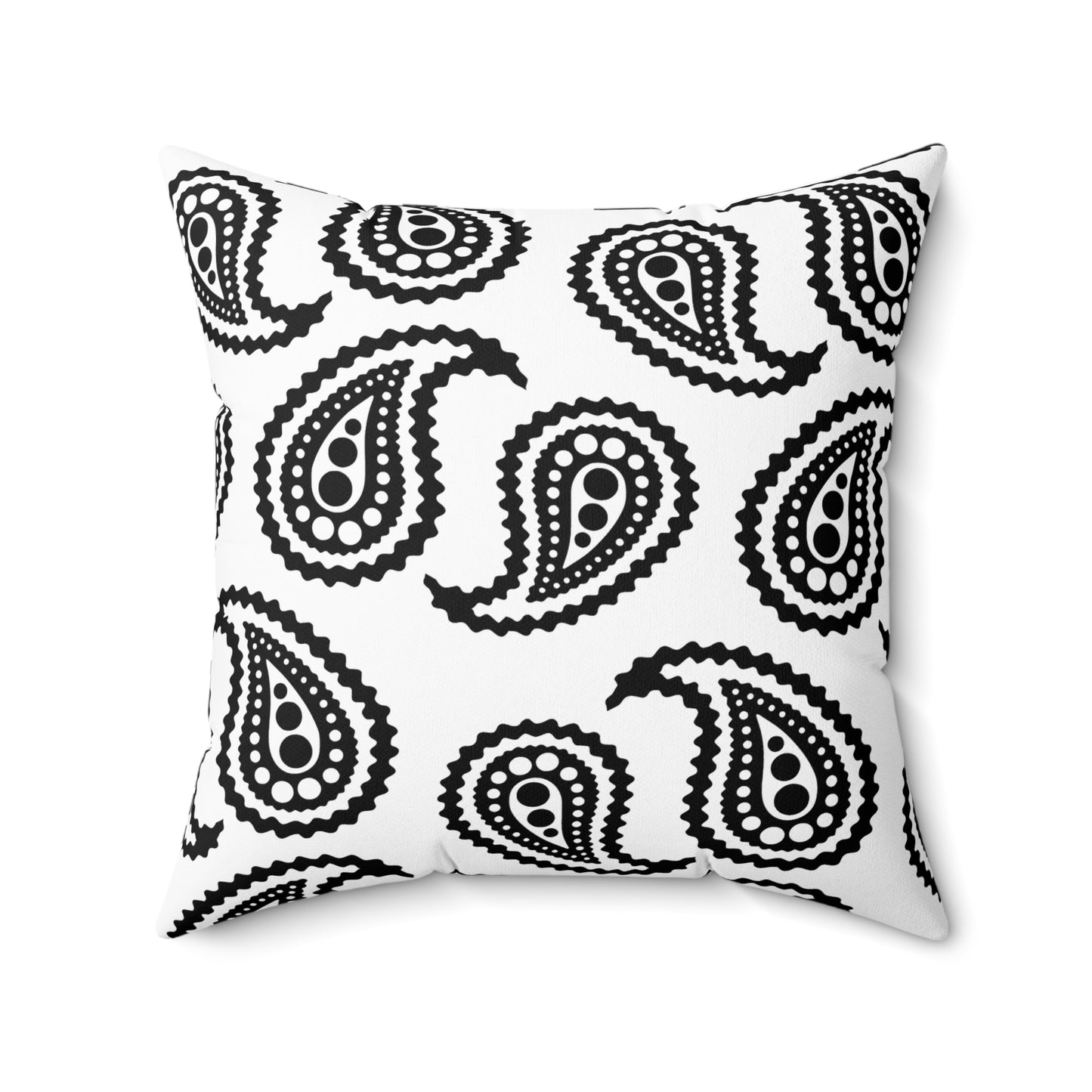 White, Black Retro Paisley Cushion Pillow