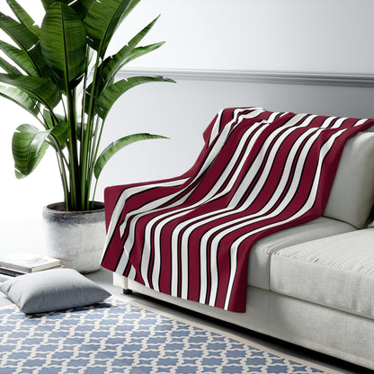 Claret, White Retro Stripes Blanket Throw