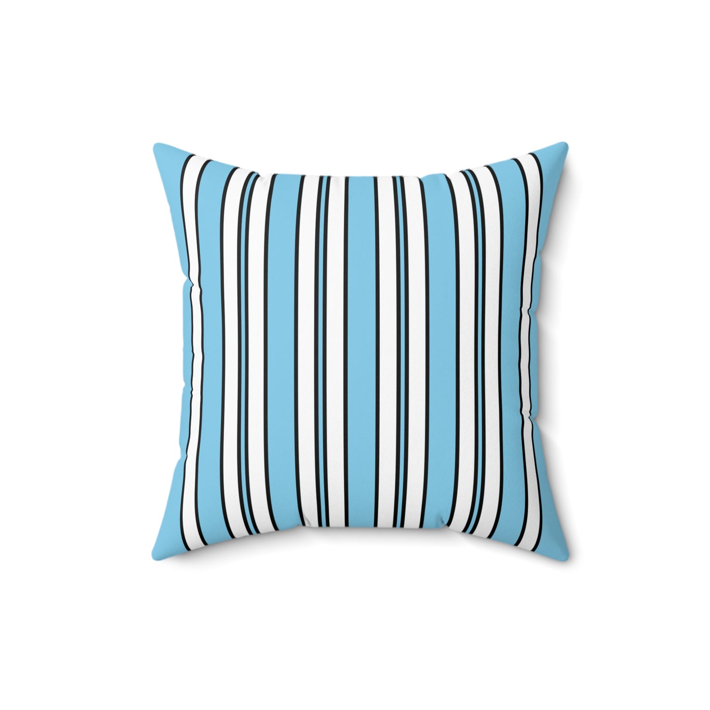 Sky Blue, White Retro Stripes Cushion Pillow