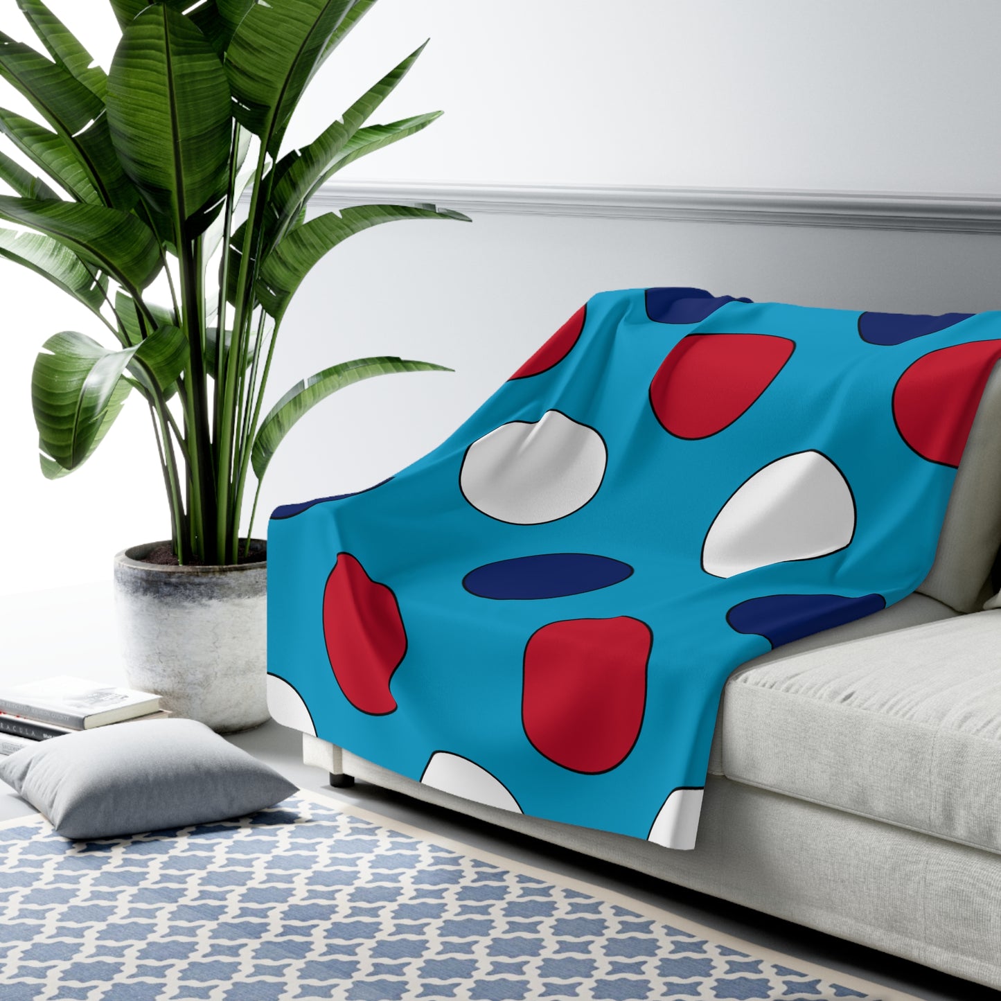 Tuvalu Retro Polka Dots Blanket Throw