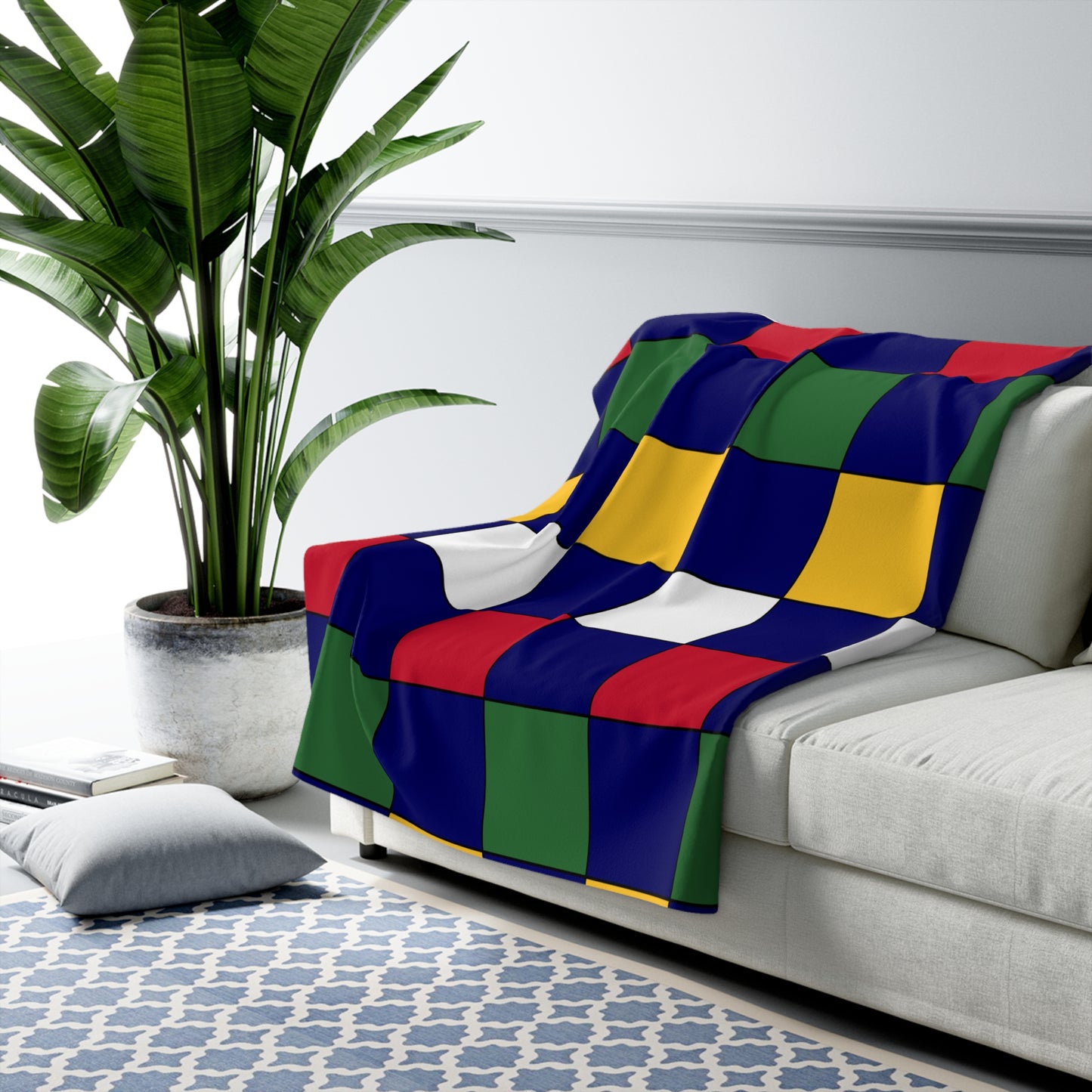 British Virgin Islands Retro Check Blanket Throw