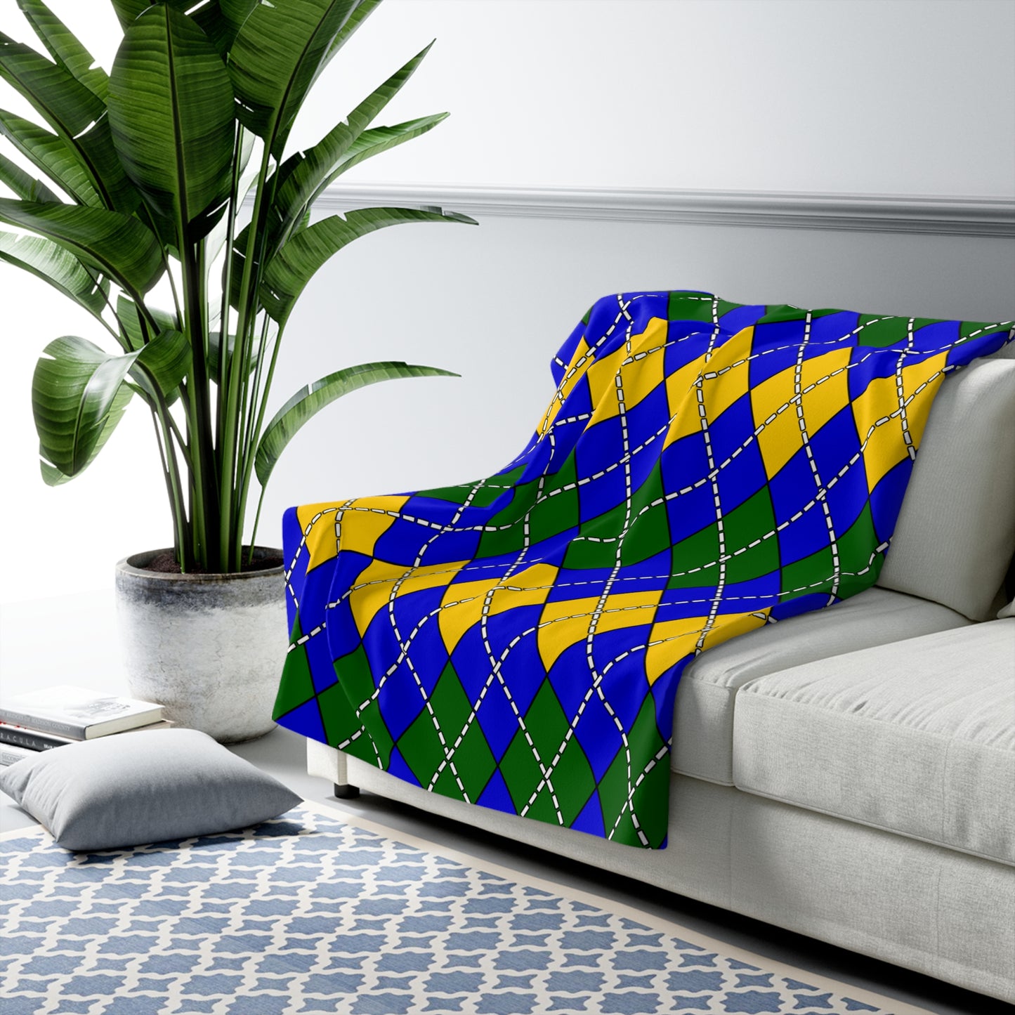 Solomon Islands Retro Argyle Blanket Throw