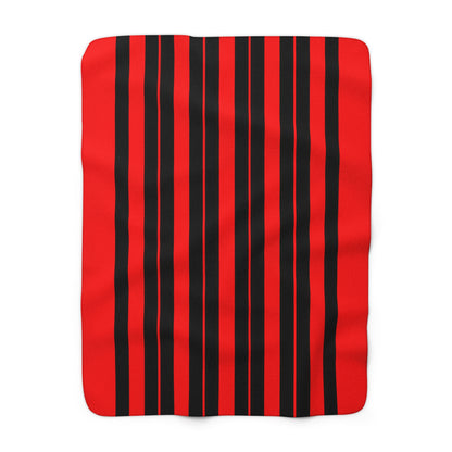 Red, Black Retro Stripes Blanket Throw