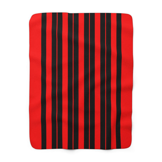 Red, Black Retro Stripes Blanket Throw