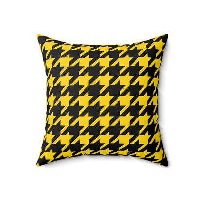 Gold, Black Retro Houndstooth Cushion Pillow
