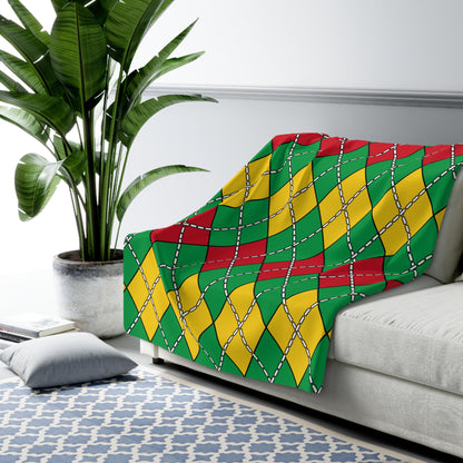 Guinea Bissau Retro Argyle Blanket Throw