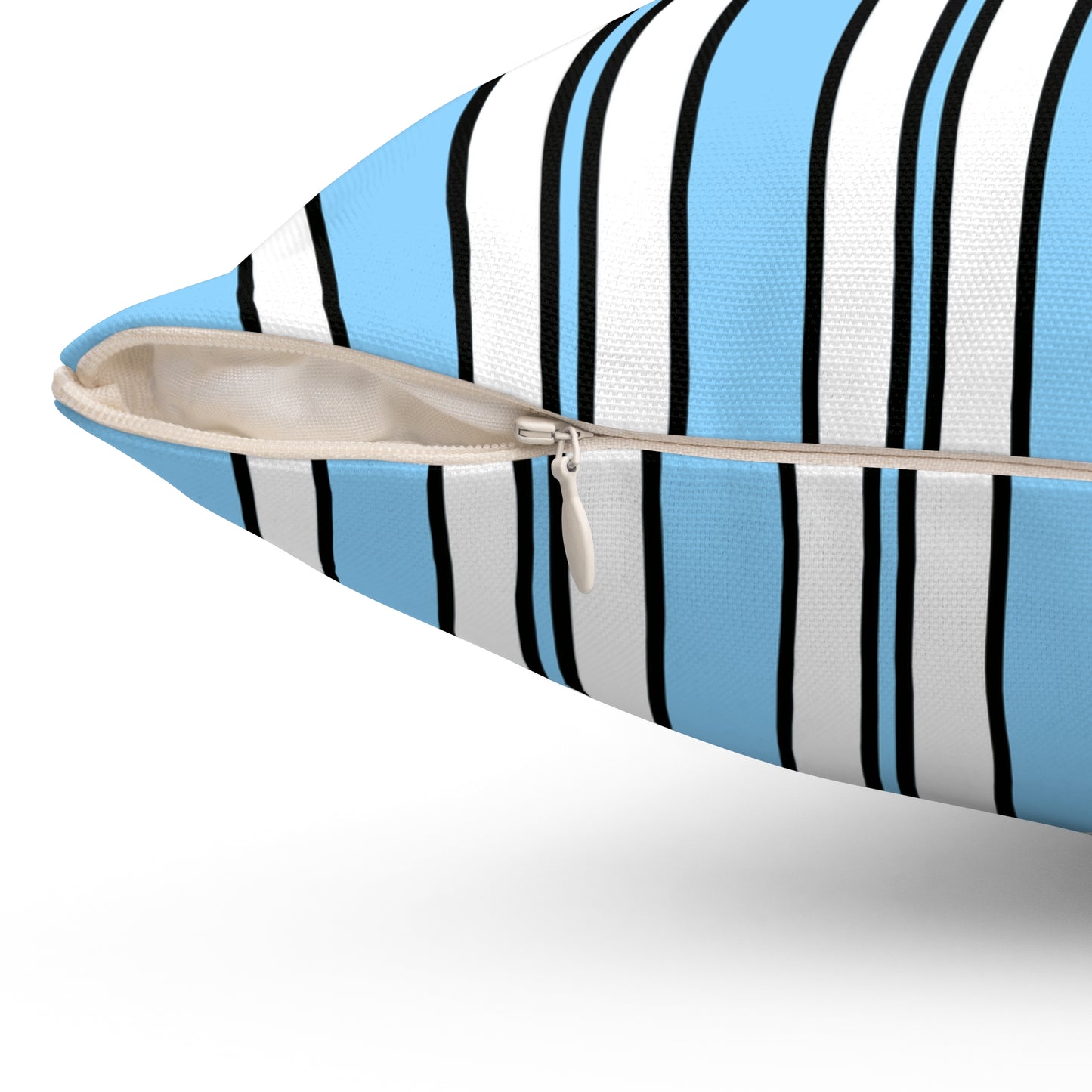 Light Blue, White Retro Stripes Cushion Pillow