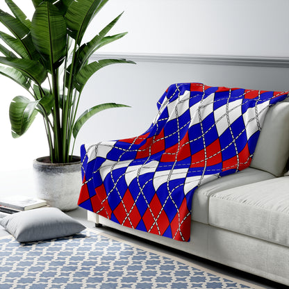 Slovenia Retro Argyle Blanket Throw