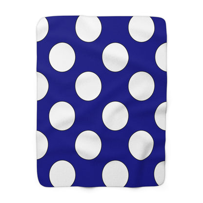 Dark Blue, White Retro Polka Dots Blanket Throw