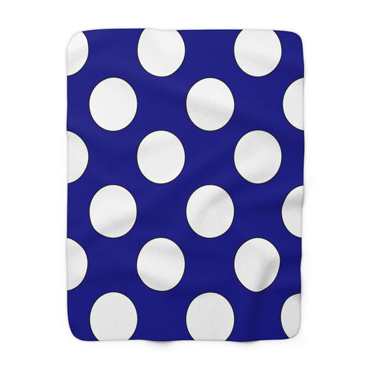 Dark Blue, White Retro Polka Dots Blanket Throw