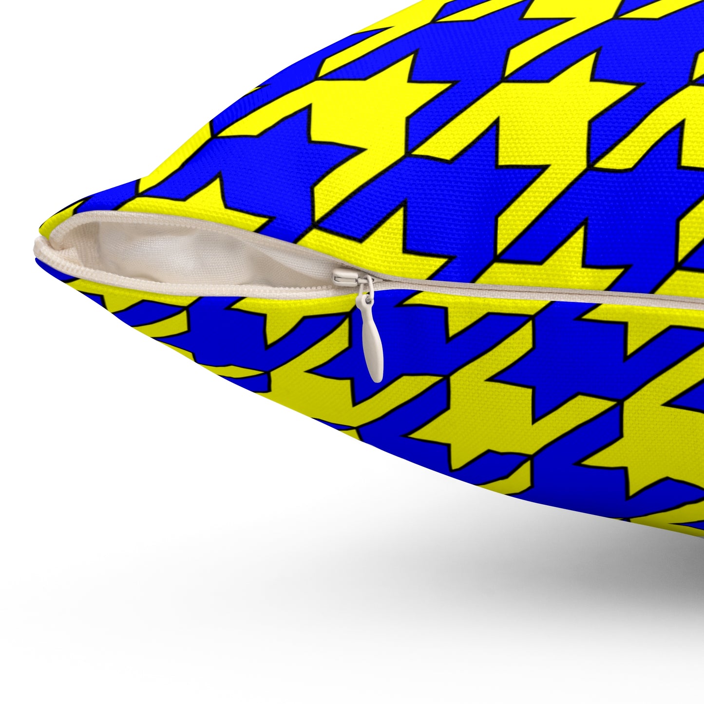 Yellow, Blue Retro Houndstooth Cushion Pillow