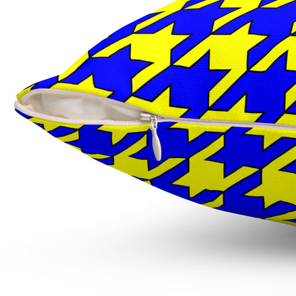 Yellow, Blue Retro Houndstooth Cushion Pillow