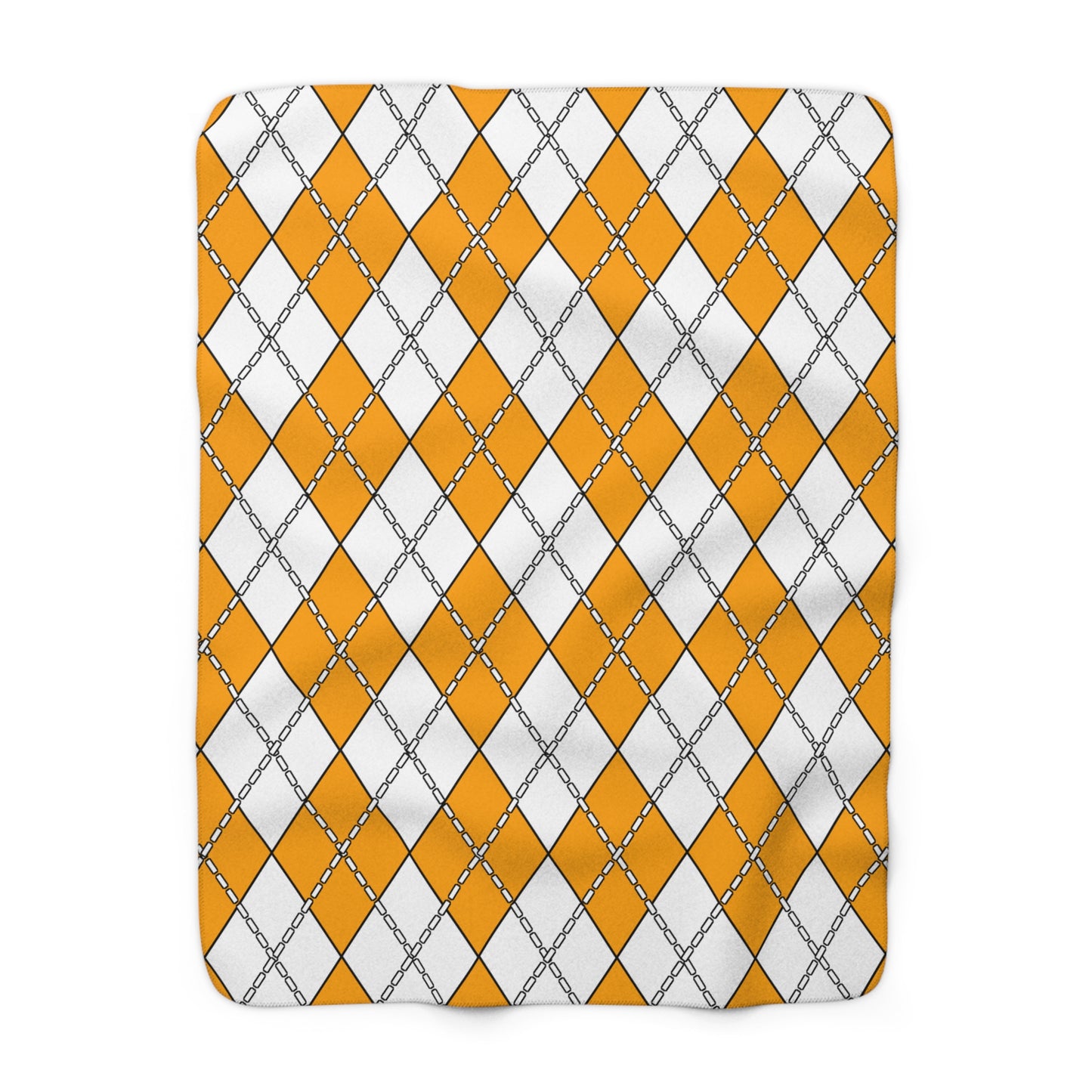 Orange, White Retro Argyle Blanket Throw