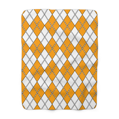 Orange, White Retro Argyle Blanket Throw