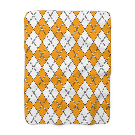 Orange, White Retro Argyle Blanket Throw