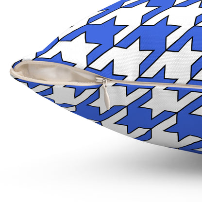 Royal Blue, White Retro Houndstooth Cushion Pillow