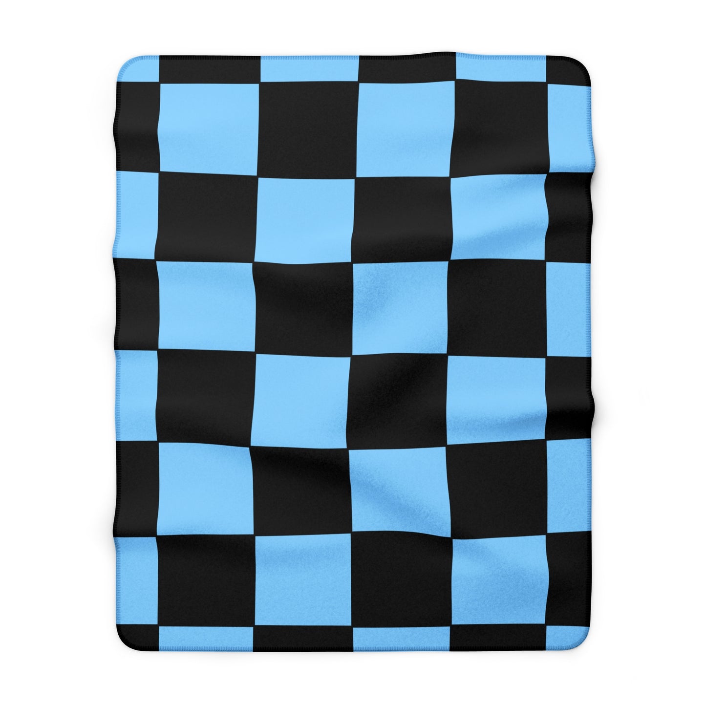 Light Blue, Black Retro Check Blanket Throw
