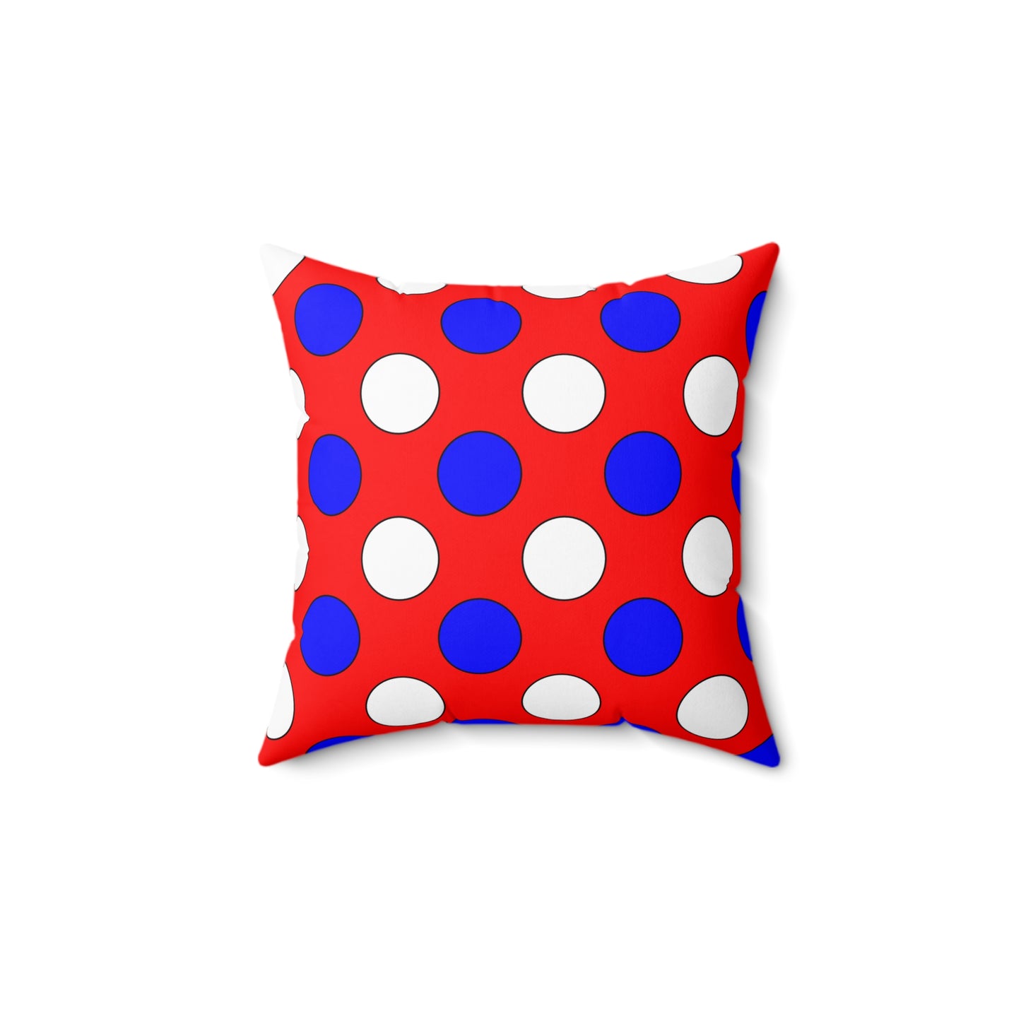 Red, White, Blue Retro Polka Dots Cushion Pillow