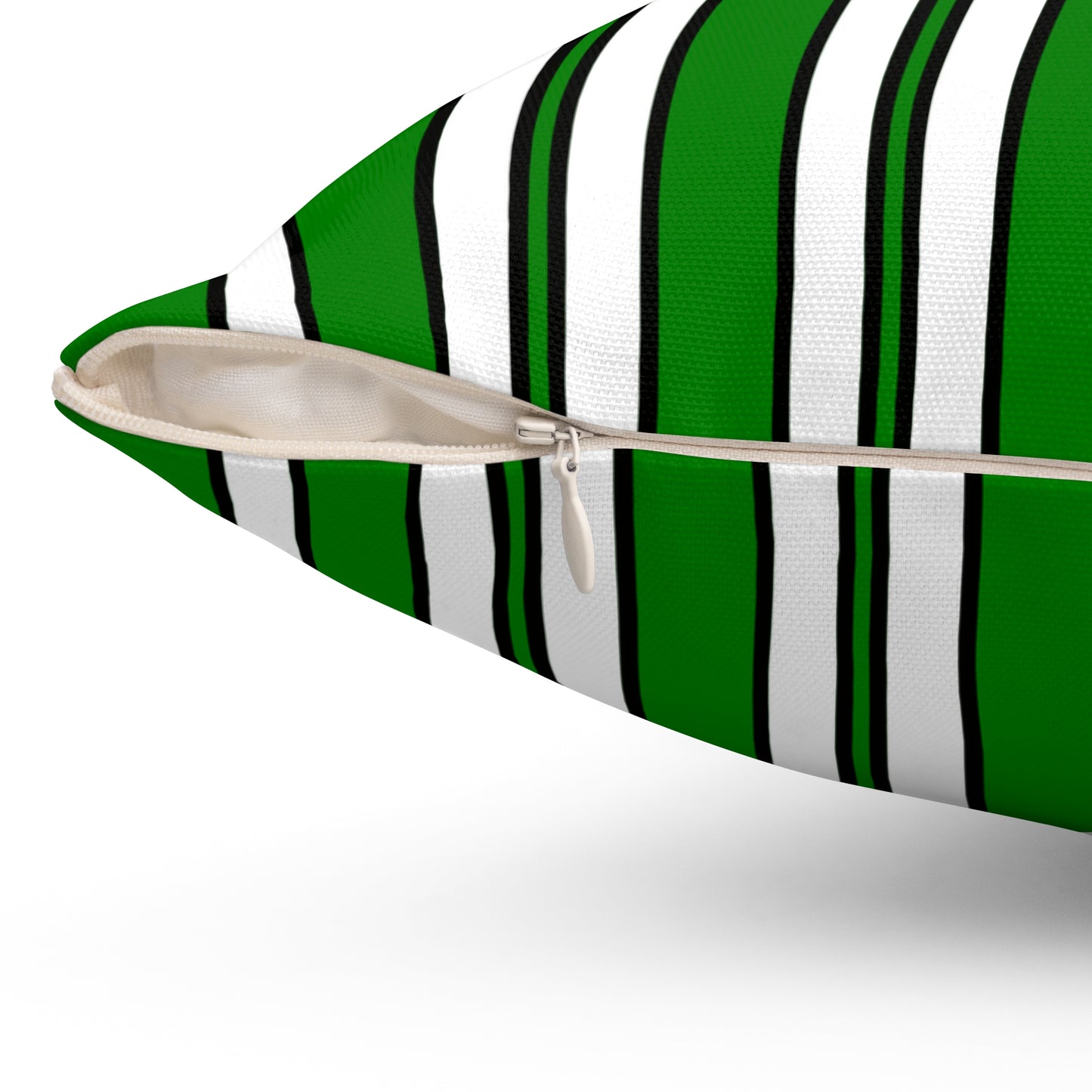 Green, White Retro Stripes Cushion Pillow