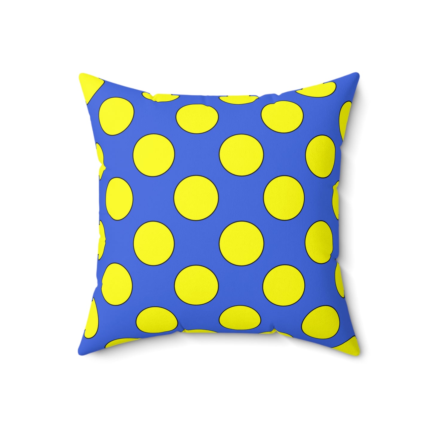 Royal Blue, Yellow Retro Polka Dots Cushion Pillow