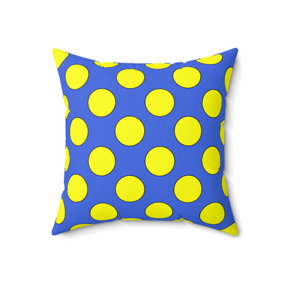 Royal Blue, Yellow Retro Polka Dots Cushion Pillow
