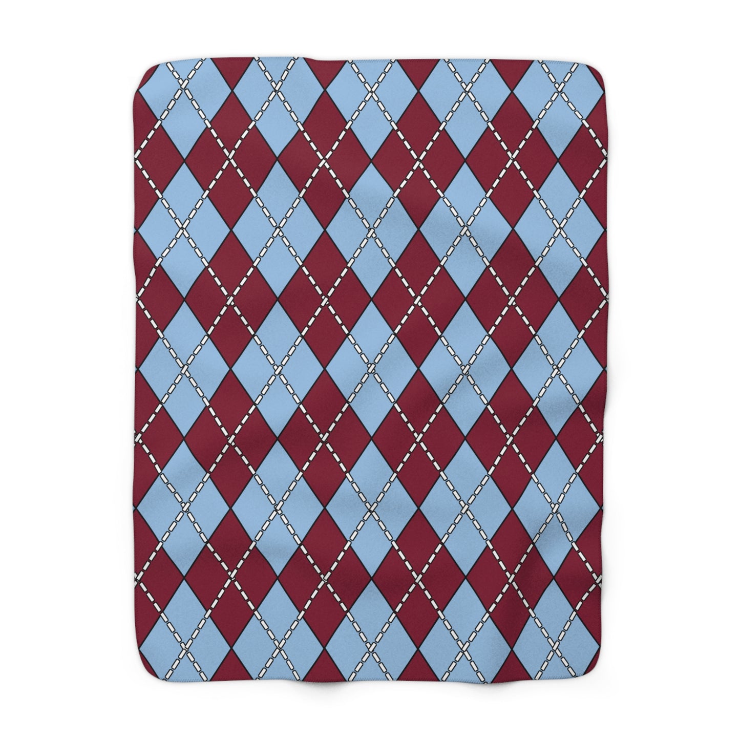 Claret, Blue Retro Argyle Blanket Throw