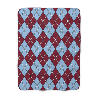 Claret, Blue Retro Argyle Blanket Throw
