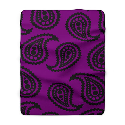 Purple, Black Retro Paisley Blanket Throw