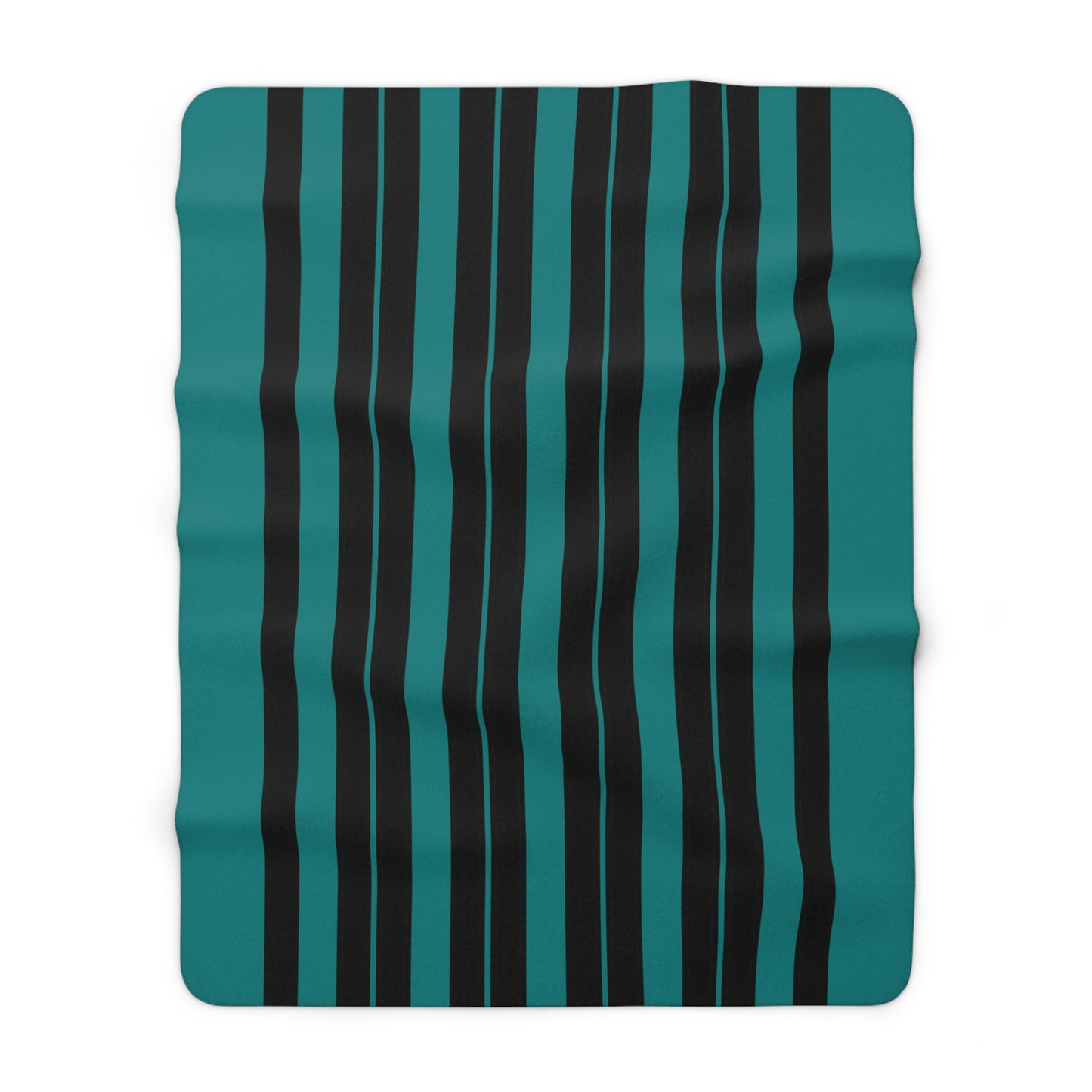 Teal, Black Retro Stripes Blanket Throw