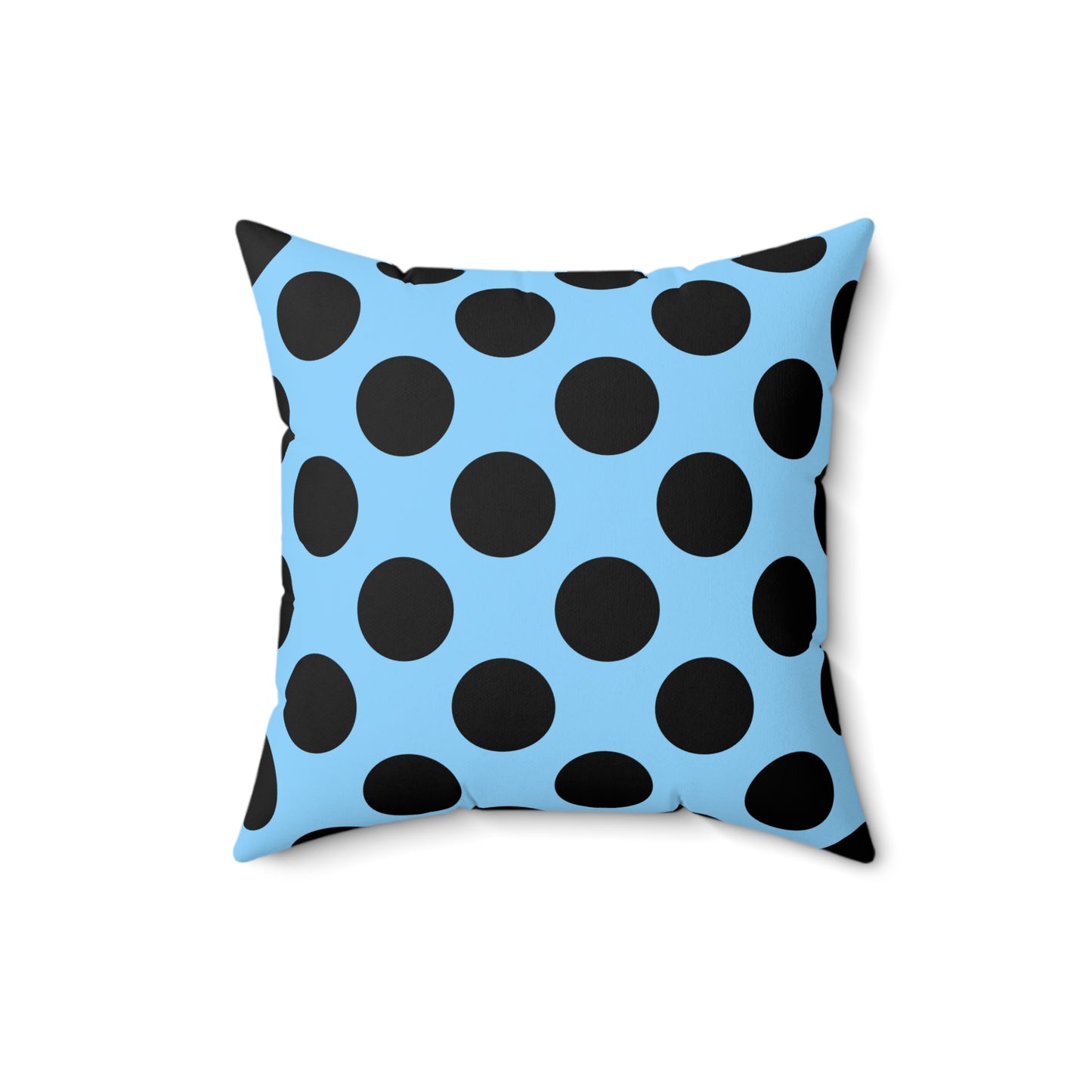 Light Blue, Black Retro Polka Dots Cushion Pillow