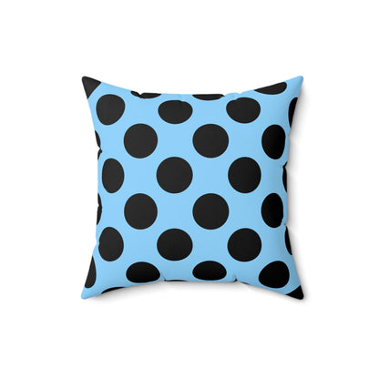 Light Blue, Black Retro Polka Dots Cushion Pillow