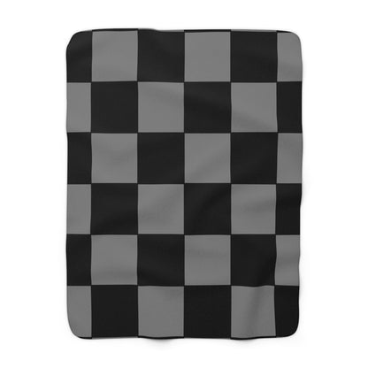 Grey, Black Retro Check Blanket Throw