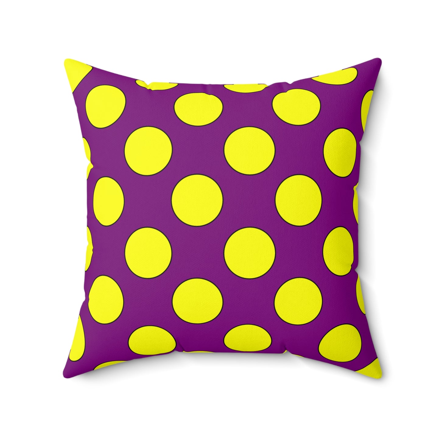 Purple, Yellow Retro Polka Dots Cushion Pillow