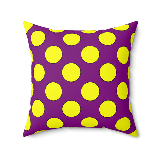 Purple, Yellow Retro Polka Dots Cushion Pillow