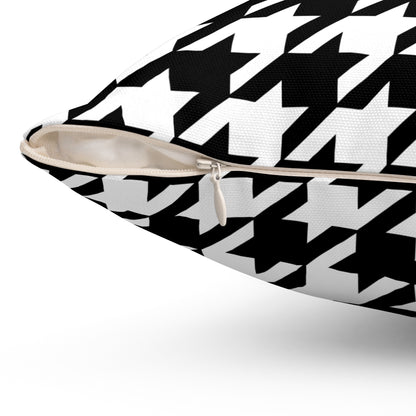 Black, White Retro Houndstooth Cushion Pillow