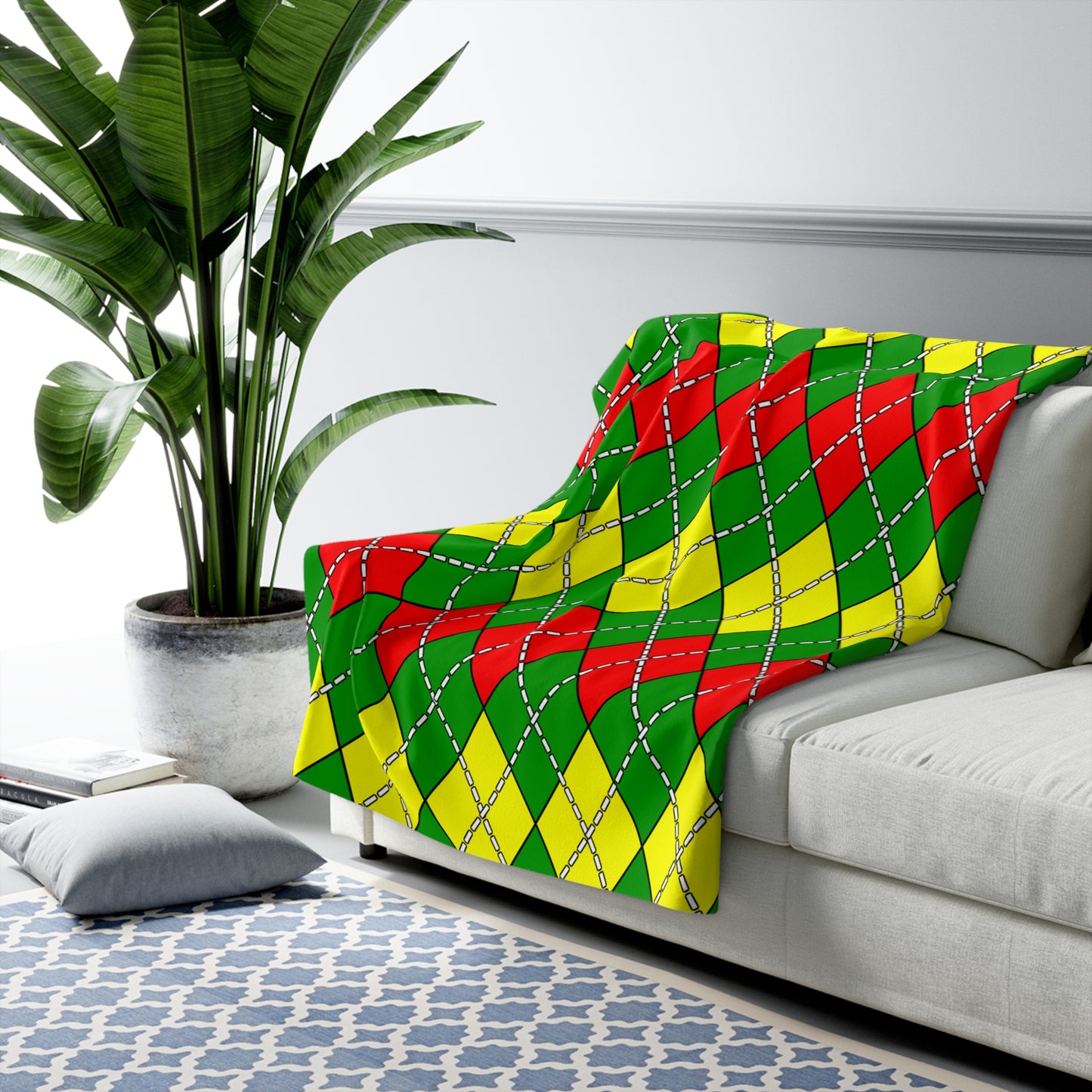 Guinea Retro Argyle Blanket Throw