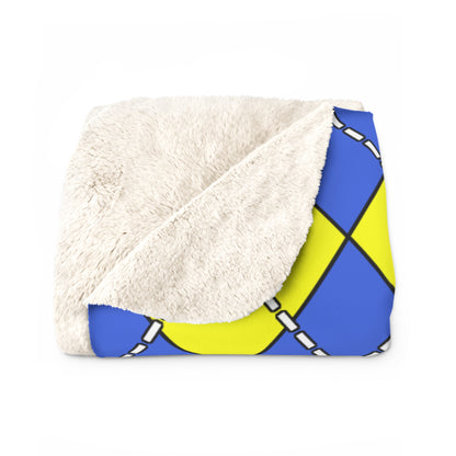 Royal Blue, Yellow Retro Argyle Blanket Throw