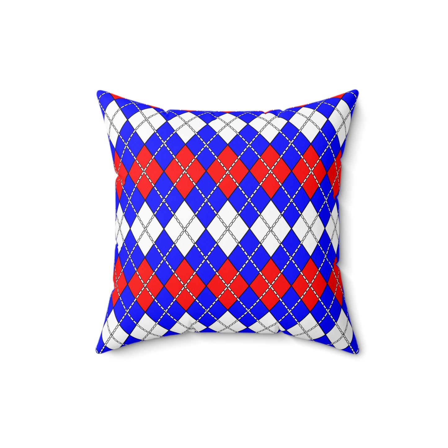 Blue, White, Red Retro Argyle Cushion Pillow