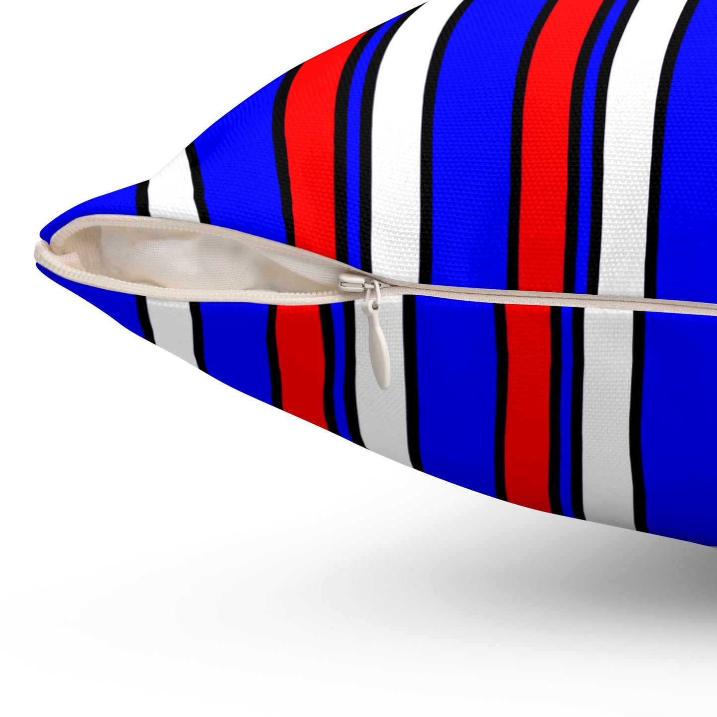 Blue, White, Red Retro Stripes Cushion Pillow