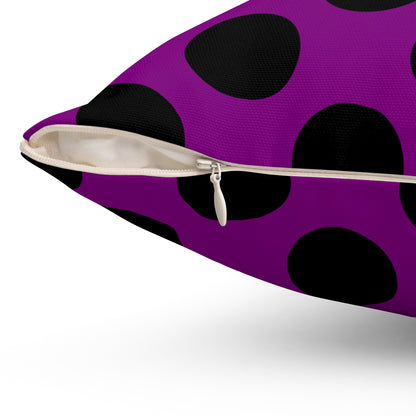 Purple, Black Retro Polka Dots Cushion Pillow