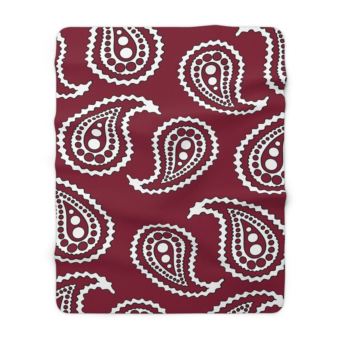 Claret, White Retro Paisley Blanket Throw