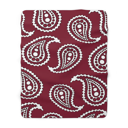 Claret, White Retro Paisley Blanket Throw