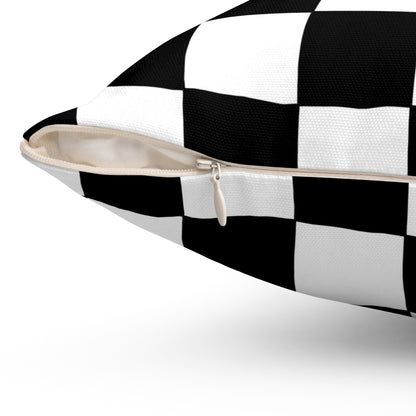 Black, White Retro Check Cushion Pillow